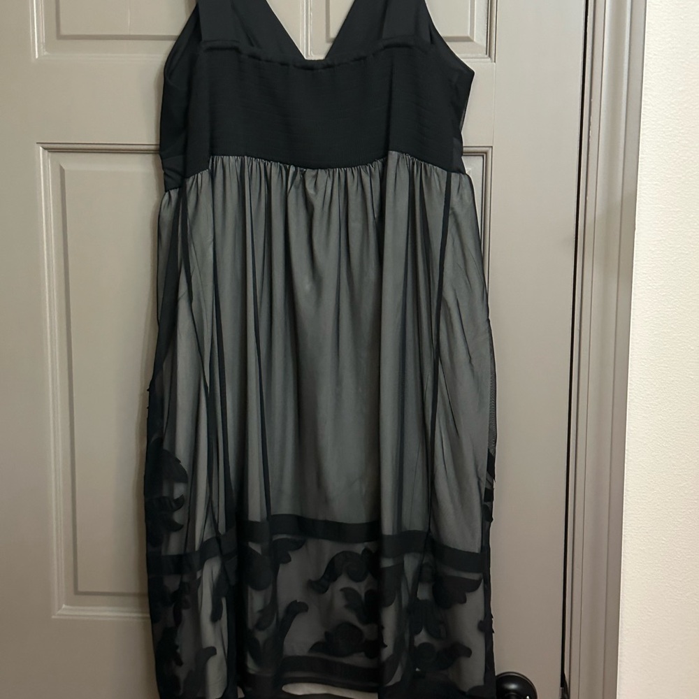 INC International Concepts Black and Gray Midi Dress 1X Plus Size - Picture 4 of 5